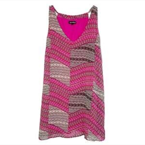 Sequin Hearts Summer Dress Pink Black Mixed Print Sleeveless Casual Dress Small